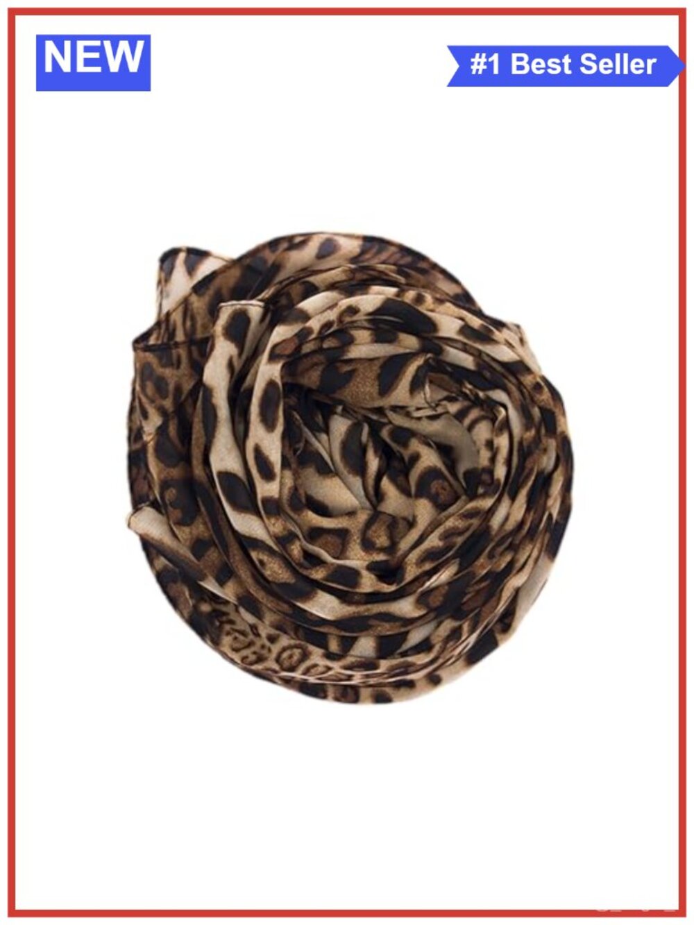 Womens Silky Polyester Chiffon Scarf Large Leopard Print Wrap Bandana